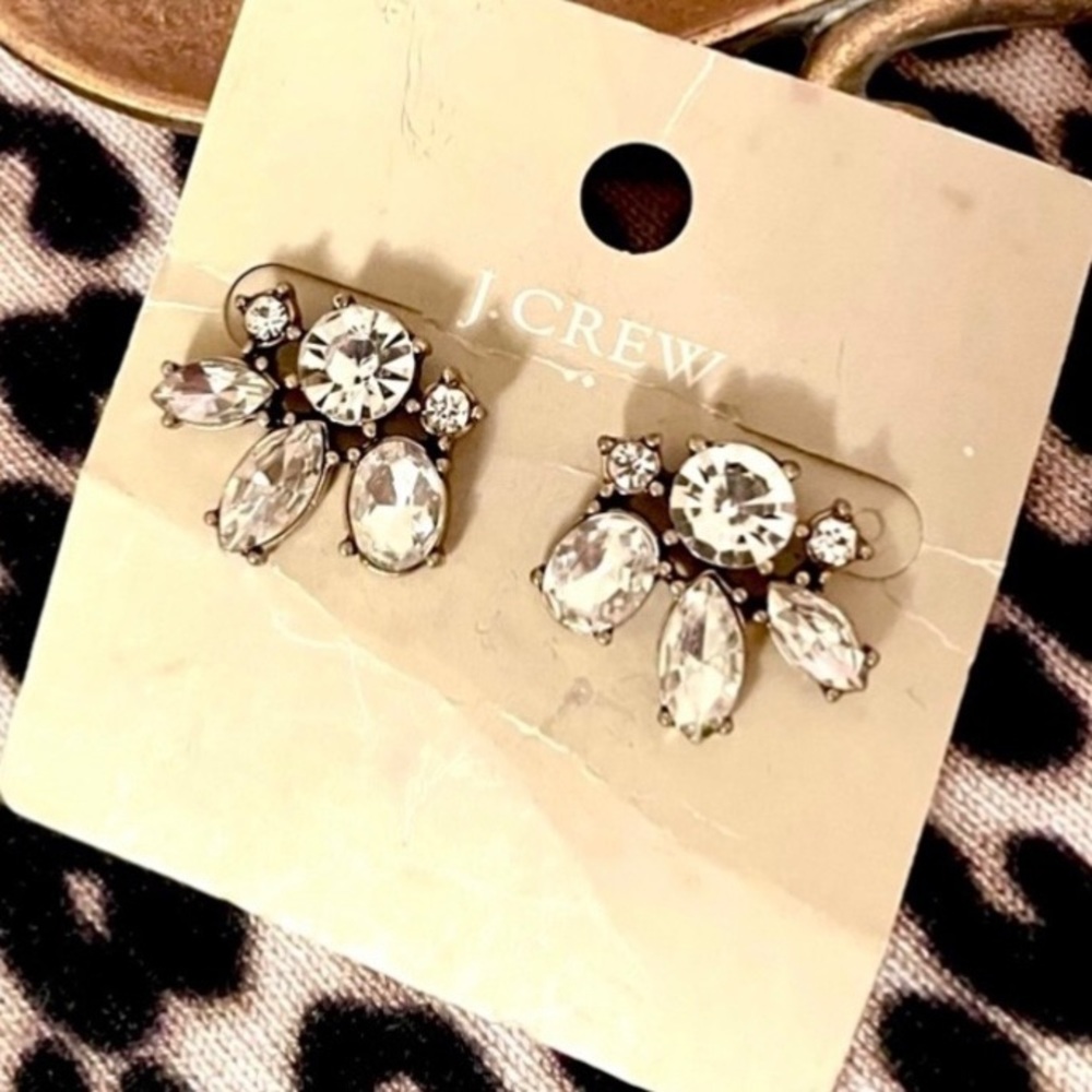 NEW JCREW Clear Rhinestone Cluster Stud Earrings